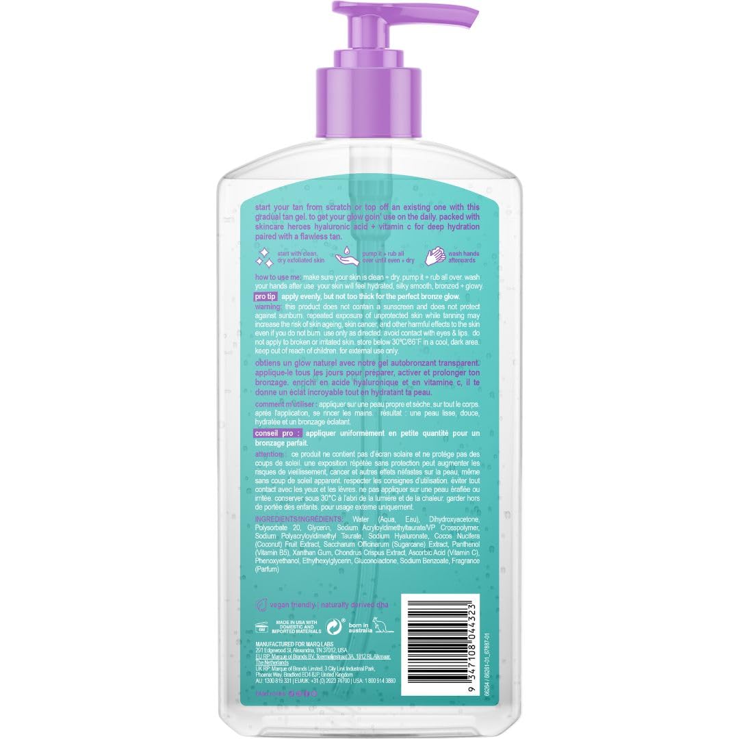 b.tan Clear Gradual Self Tanner Gel | Glow Your Own Way, Daily Use - Best Everyday Dark Sunless Tanning Moisturizer, Transfer Free, Bronze Extender, No Fake Tan Smell, 20 Fl Oz