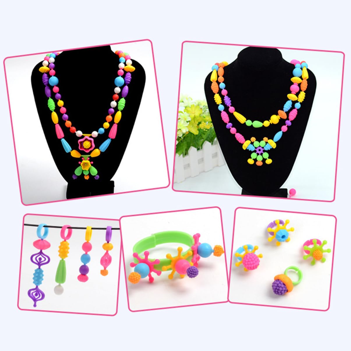 TOYANDONA Juego de Cuentas de Plástico DIY para Niñas, Caja Organizadora 550 Piezas, Pulseras y Collares Artesanales, Manualidades Creativas para Niños, Set de Bricolaje Infantil