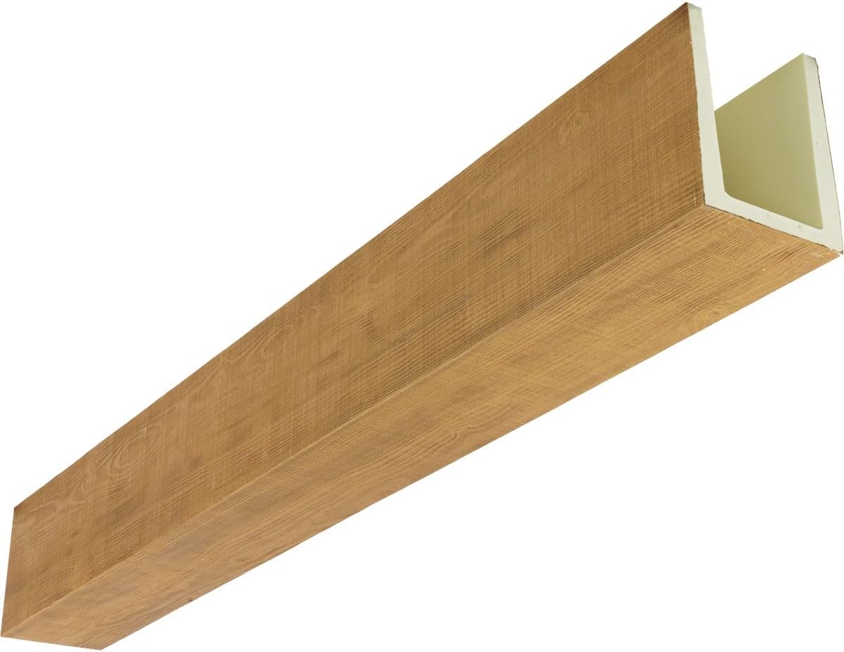 Ekena Millwork 5.5"W x 5.5"H x 96"L Rustic Sawn HeritageTimber Faux Wood U-Beam Ceiling Beam, Warm Caramel Finish