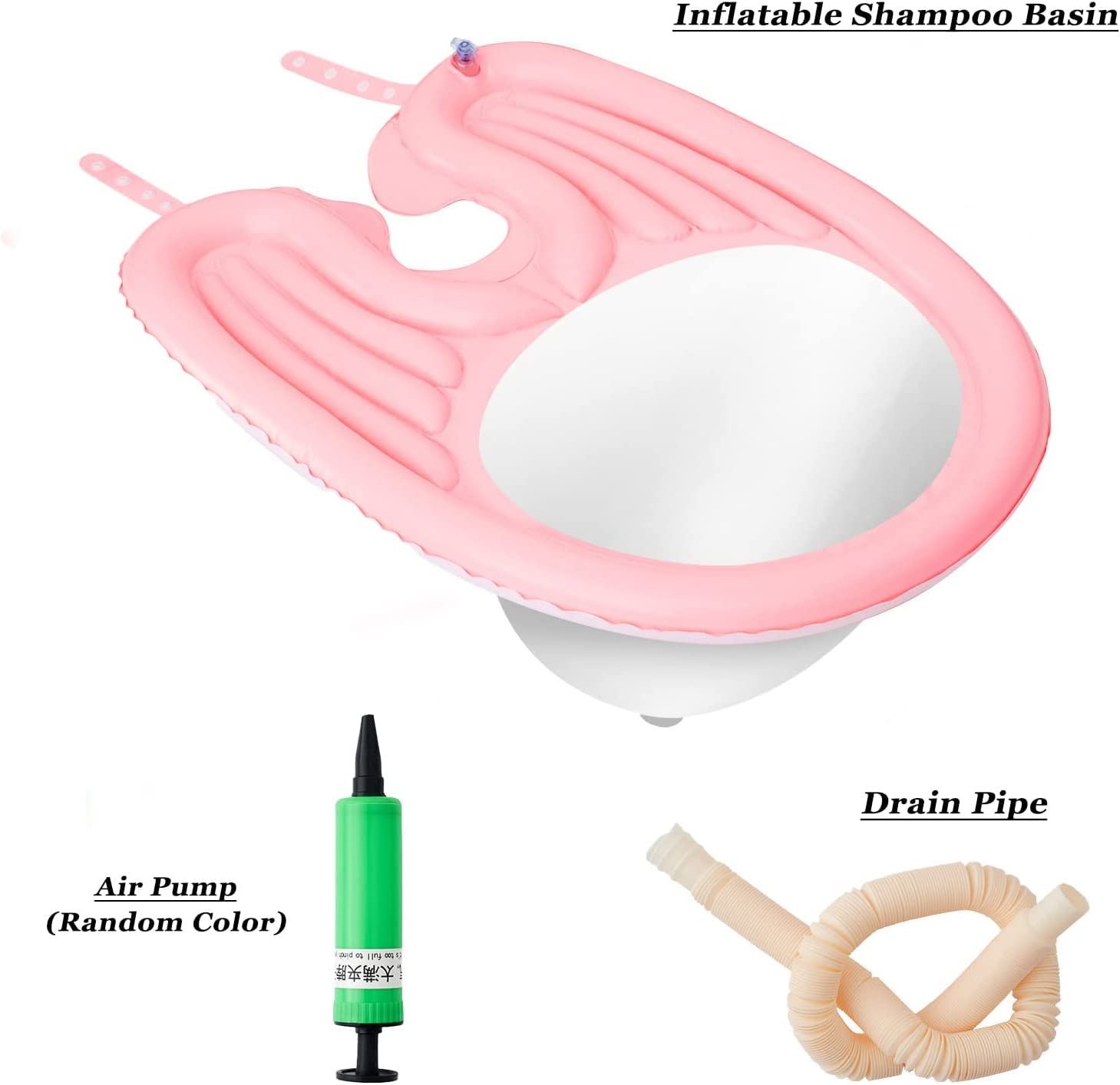 Lavandino Gonfiabile per Lavaggio di Capelli Victop Lavatesta Vassoio Portatile Bacinella Lavandino per Shampoo Mobile per Bambini Anziani Disabili Incinta Pazienti con Tubo di Acqua (Rosa)