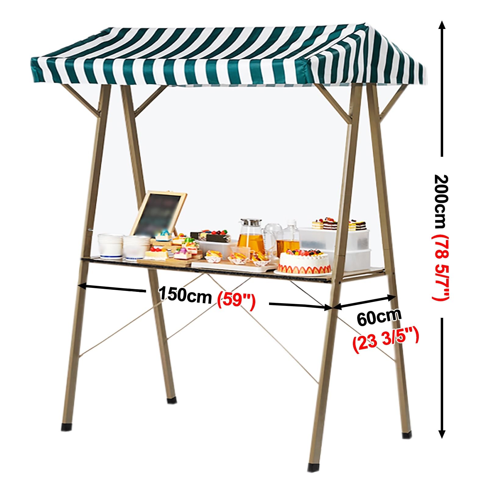Tragbarer Hot Dog Wagen & Marktstand - 149,9 cm Street Food Kiosk für Verkäufer Faltbarer Lebensmittelständer für Festivals Messen und Veranstaltungen im Freien - Ideal für Pop-Up-Verkäufe