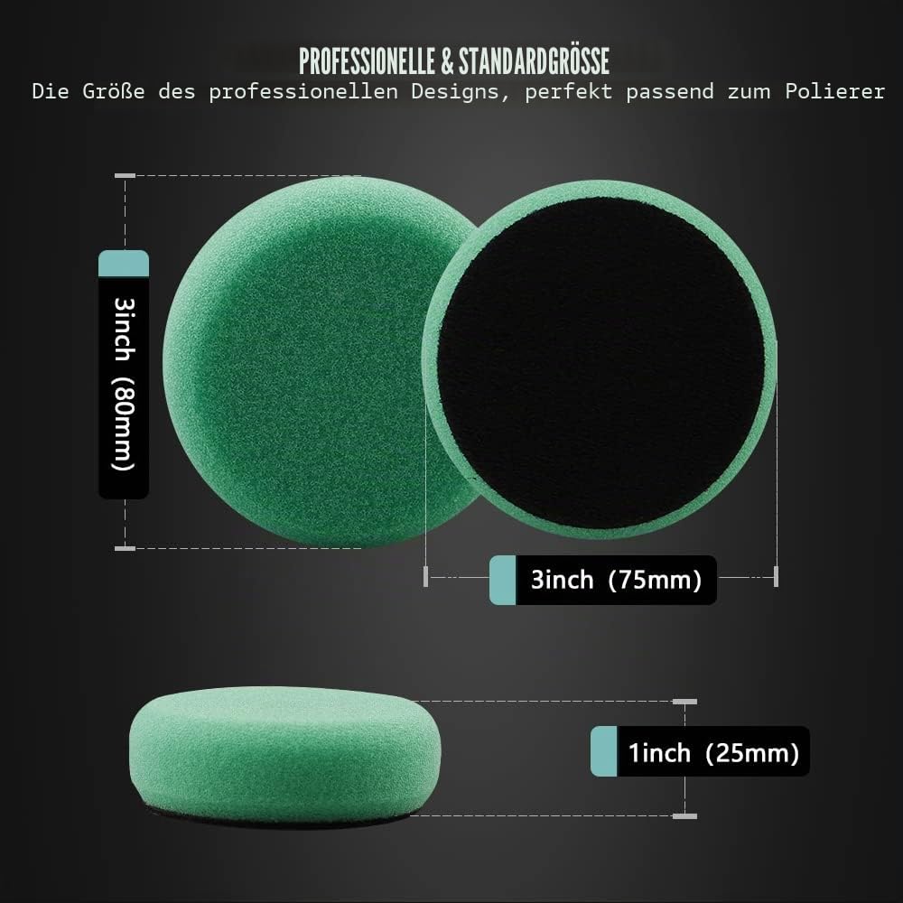 SPTA 29pcs 25mm/50mm/80mm Polierpads Bohrer Polierpad Detail Polierpad Compound Kit mit M14 Gewinde Backing Pad Adapter für Auto Schleifen, Polieren, Wachsen, Dichtungsglase