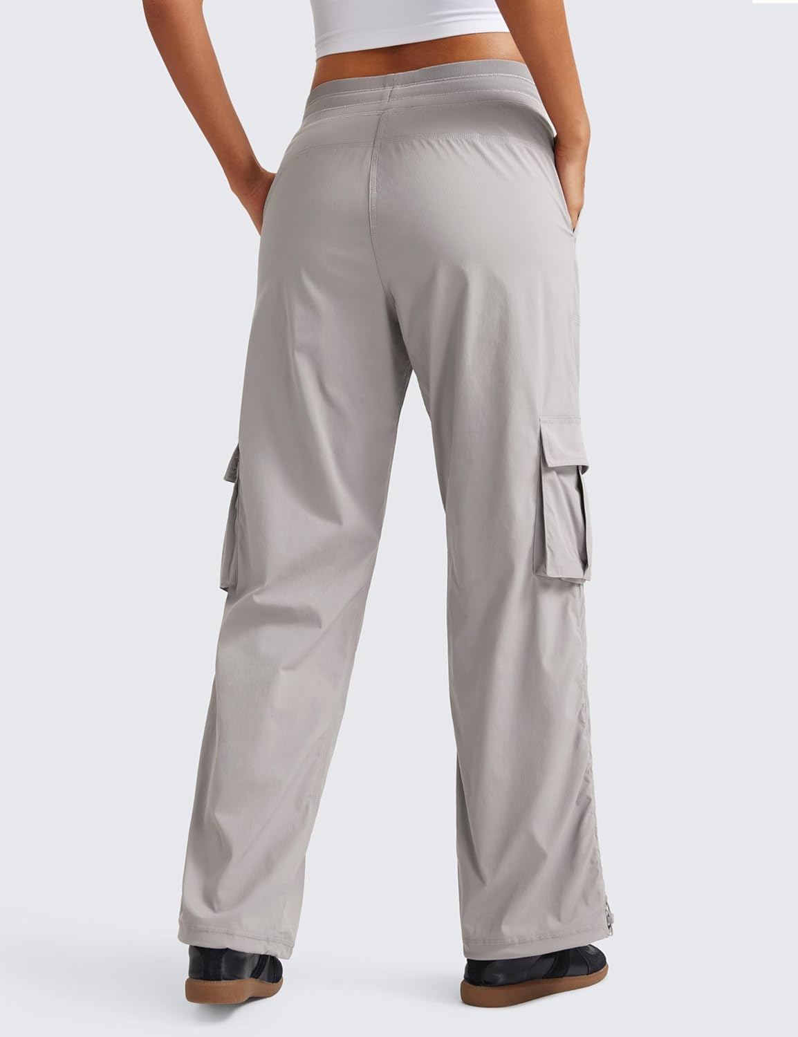 CRZ YOGA Lightweight Casual Cargo Pants for Women 30" Adjustable Ruched Straight Leg Travel Workout Athletic Hiking Joggers