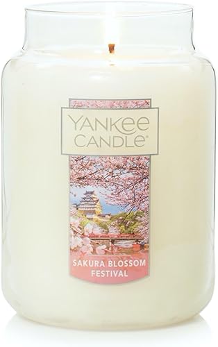 Miniatura 2 de Yankee Candle Sakura Blossom Festival - Vela en tarro grande, color rosa blanca Festival de la Flor de Sakura,Lavanda seca y roble,Amarillo,Lavanda