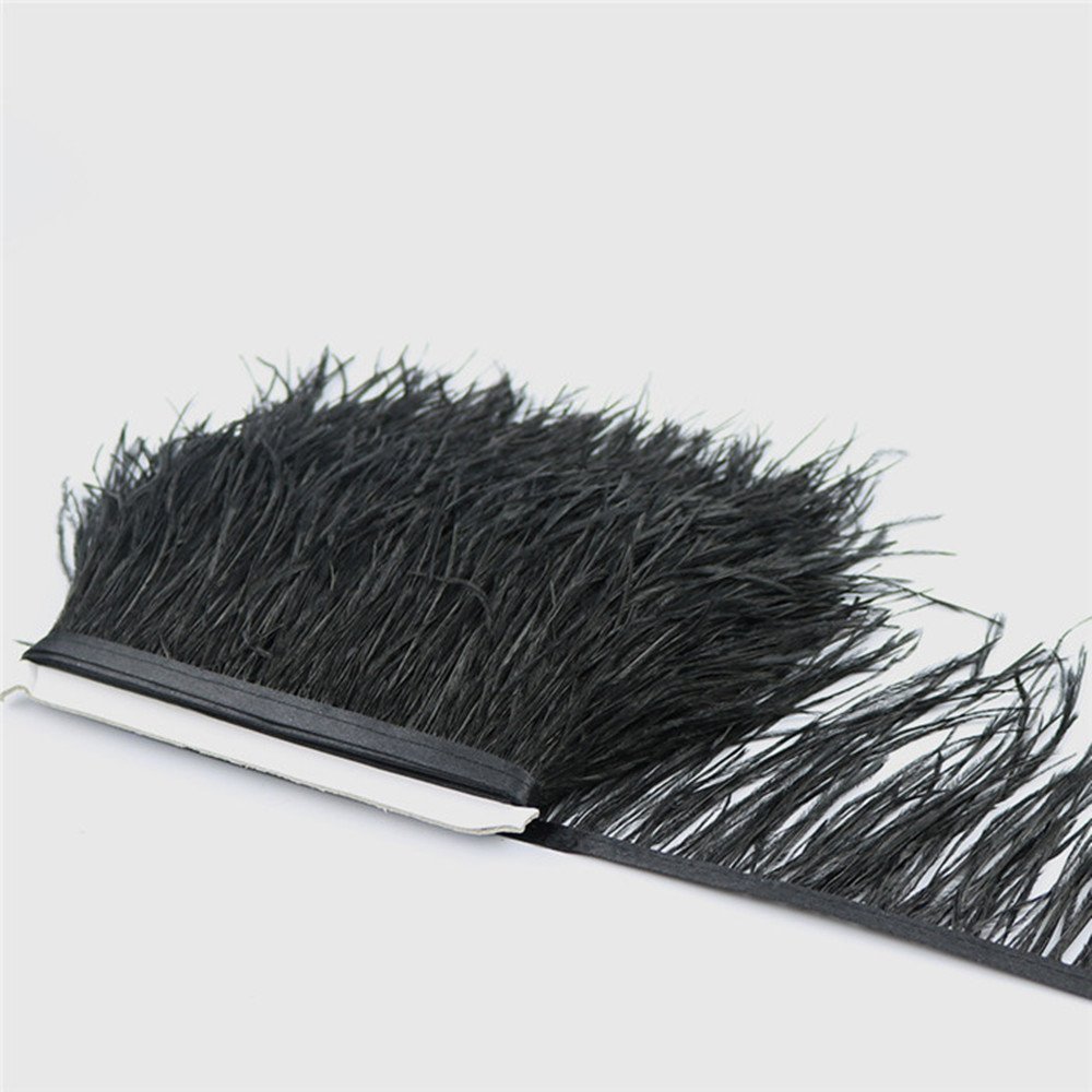 FQTANJU 2 Yards Soft & Natural Ostrich Feathers Fringe Trims Ribbon Used for Dress Sewing, Craft Clothing - Image 3