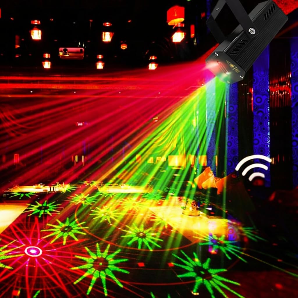 NEWNESS Mini Laser 6 Pattern Design Light Projector with Sound Sync Modes | Portable Stage Lighting with Multi-Color | Events, Birthday, Wedding, Club, Indoor & Outdoor Use (Black)-image-38