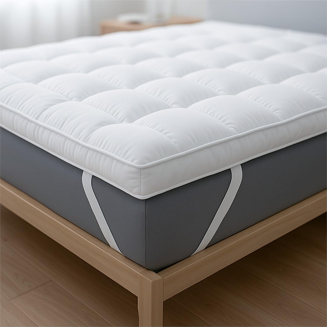 The White Stone Topper Matrimoniale con Imbottitura in Ovatta da 1000 gr/m² | Coprimaterasso Extra Comfort con Camera d’Aria Traspirante Incorporata | Topper 160x190 Effetto Nuvola