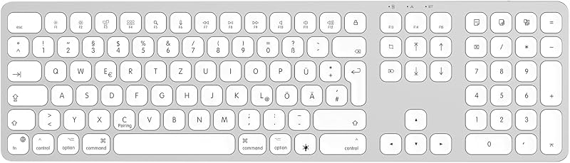 SODI Wireless Bluetooth Billentyűzet Mac/iPad/iPhone-hoz, Alumínium, Újratölthető, QWERTZ