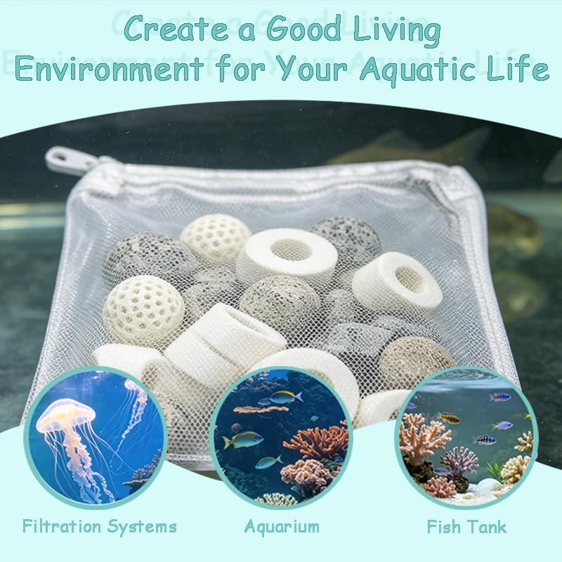 16 Pcs Aquarium Filter Media Bags Extra Fine, 8.26 x 6.10 Inch Small Mesh Bags with Zipper, Reusable White & Black Media Bag for Fish Tank Activated Carbon, Ceramic Rings, Bio Balls image 7