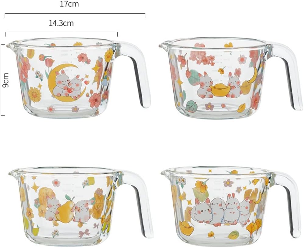 Glass Measuring Cup With Scale Milk Cup High Temperature Resistant Household Kitchen Baking Beaten Egg Cup Measuring Water Cup Cups (Color : B, Size : 500ML) (C 500ML)