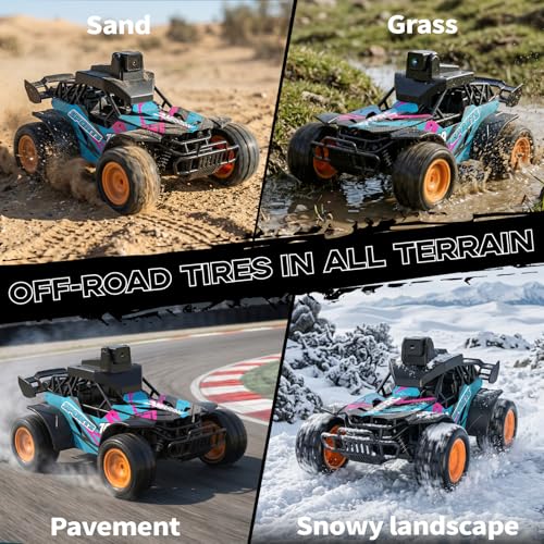 Miniatura 4 de Coche RC con Cámara, 2.4GHz con Pantalla LCD de 2.8" y Cámara Ajustable de 60°, Video en Vivo, Control Dual App/Radio, 2 Velocidades, Recargable para Todoterreno, Regalo para Niños y Adultos