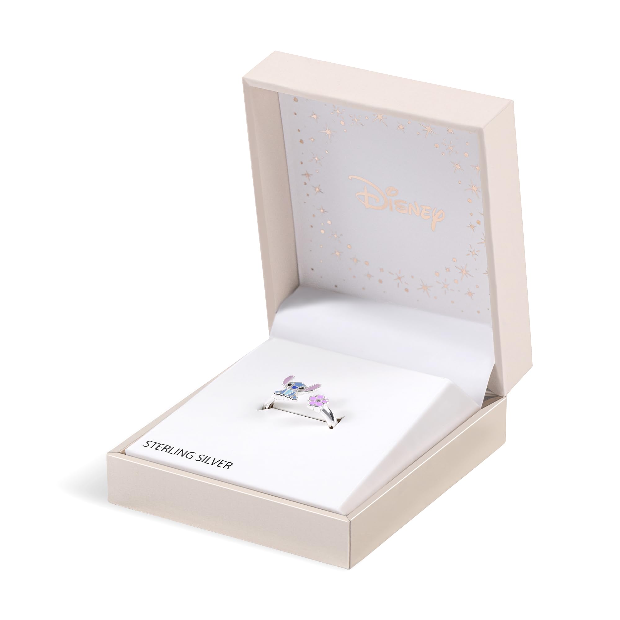 Disney Anello da ragazza in argento sterling con cuciture blu e fiore rosa D900020SL.PH