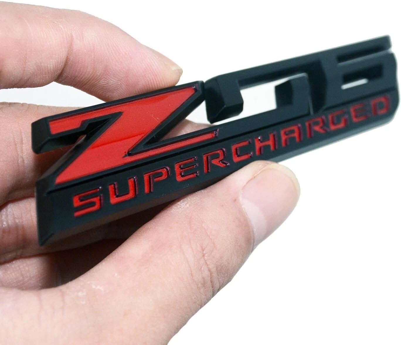 Pair Set Replacement for 15-19 Z06 Supercharged Emblem Badge Side (Black Red)