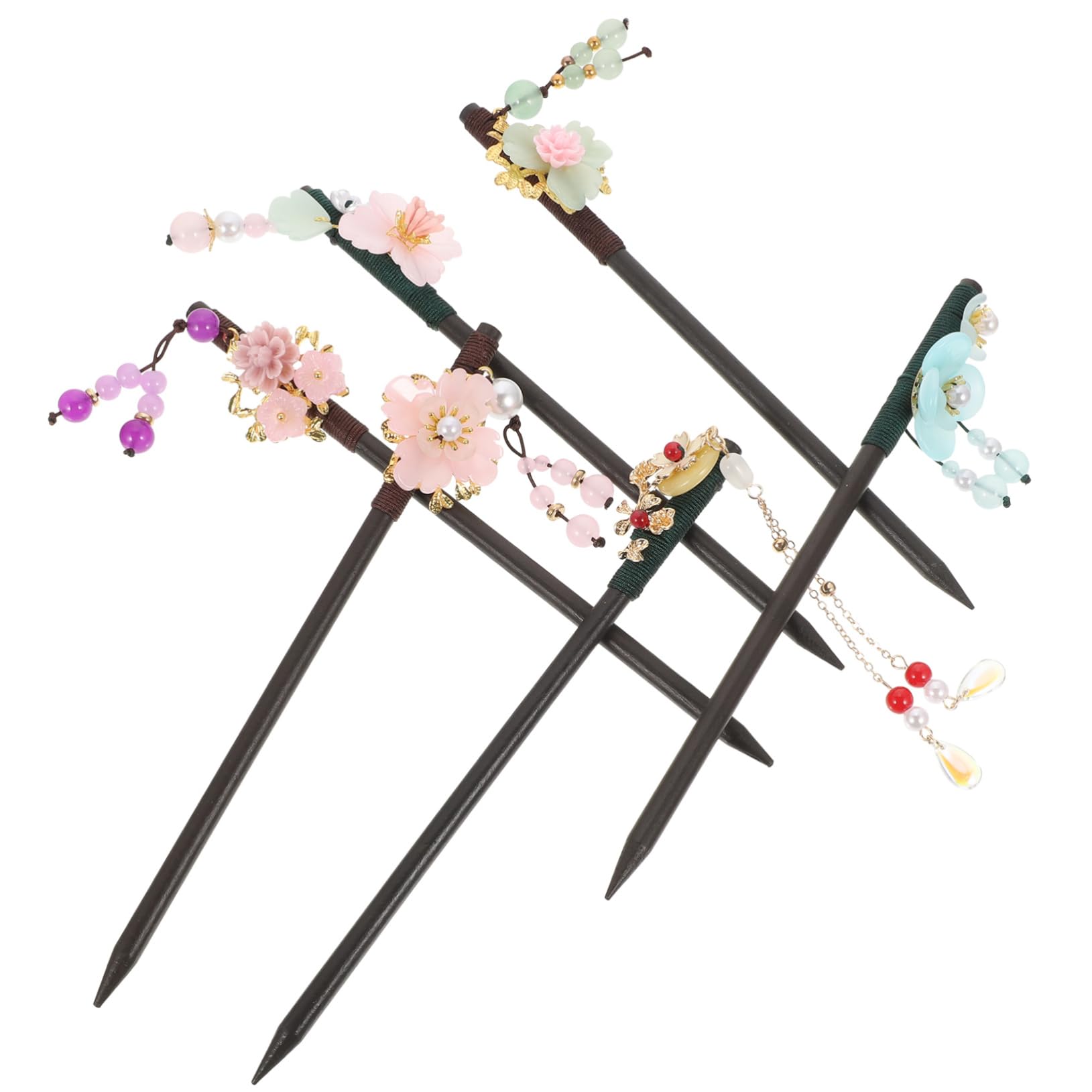 FRCOLOR 12 Piezas Horquilla Antigua De Estilo Chino Pinzas Para El Cabello Para Mujer Palitos Para El Cabello Flower Hair Accessories De Madera Perder Acrílico Las Flores Cabello Recogido