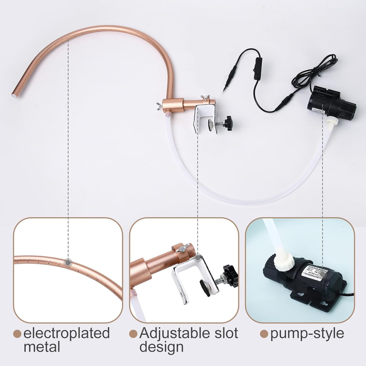 Support de Circulation d'eau Head Spa Professionnel pour Salon de Coiffure Massage Relaxant Soin du Cuir Chevelu Gold EU Plug
