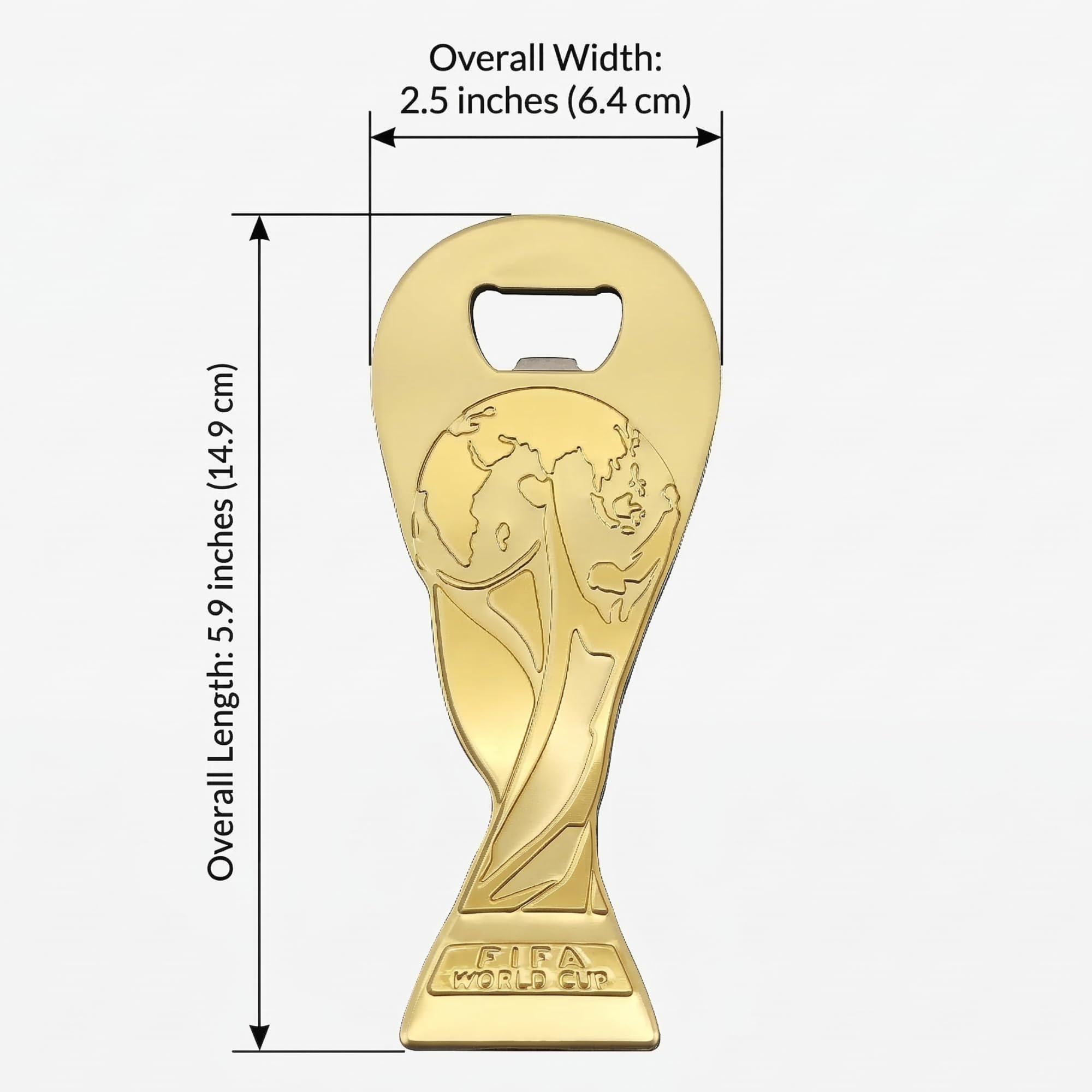Offizieller 2026 FIFA Weltmeisterschaft Trophäe, magnetischer Metall-Flaschenöffner (14,6 x 6,3 cm) – perfektes Fußball-Fan-Geschenk, Kühlschrankmagnet und Bar-Zubehör für die Weltmeisterschaft 2026
