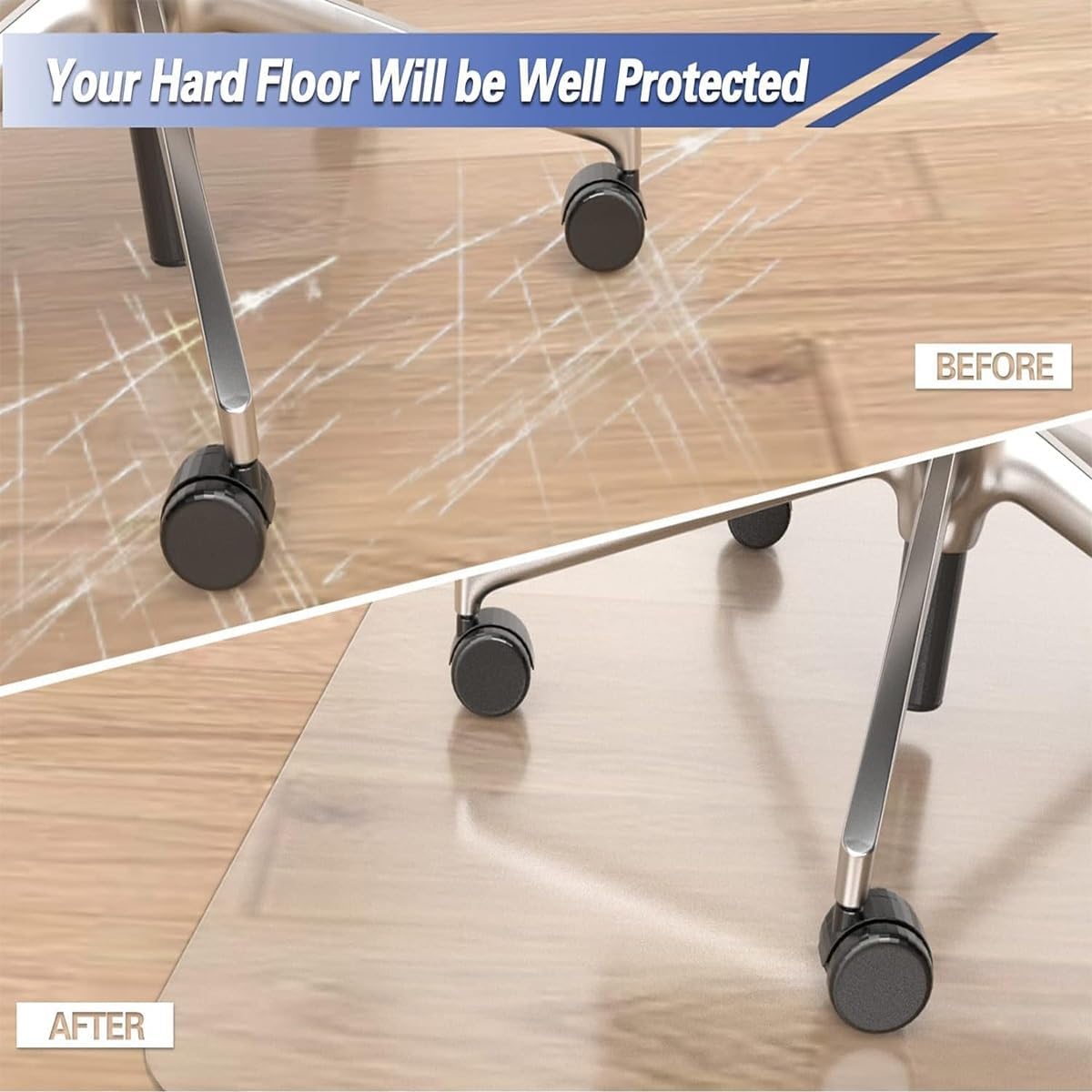 Plastic Office Chair Mat Clear Desk Mat 30" X 40" 36" X 48" 55" X 51" 83" X 59" 103" X 67" Non-Slip PVC Floor Mat for Office & Home Rolling Chairs Pet Bowl Mat (Color : 0.06" Thick, Size : 32" X 40"