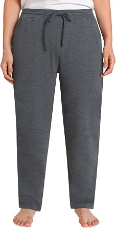 Weintee Womens Plus Size Cotton Knit Pants with Pockets