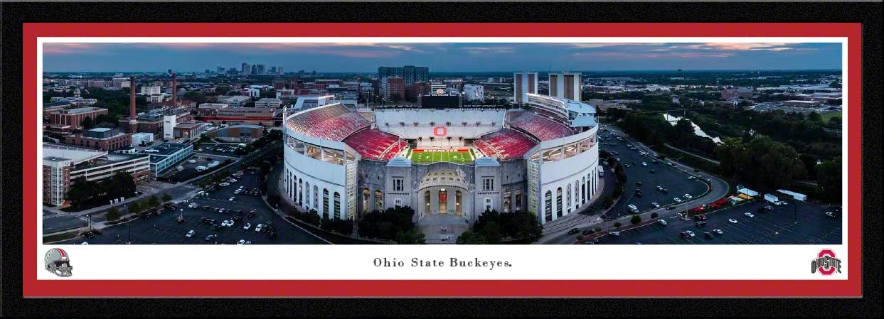 Ohio Stadium - 44x18-inch Double Mat, Deluxe Framed Picture by Blakeway Panoramas