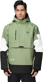 YEEFINE Men's Ski Jacket Snowboard Snow Coat Waterproof Insulated Winter Warm Loose Fit Pullover Hoodie