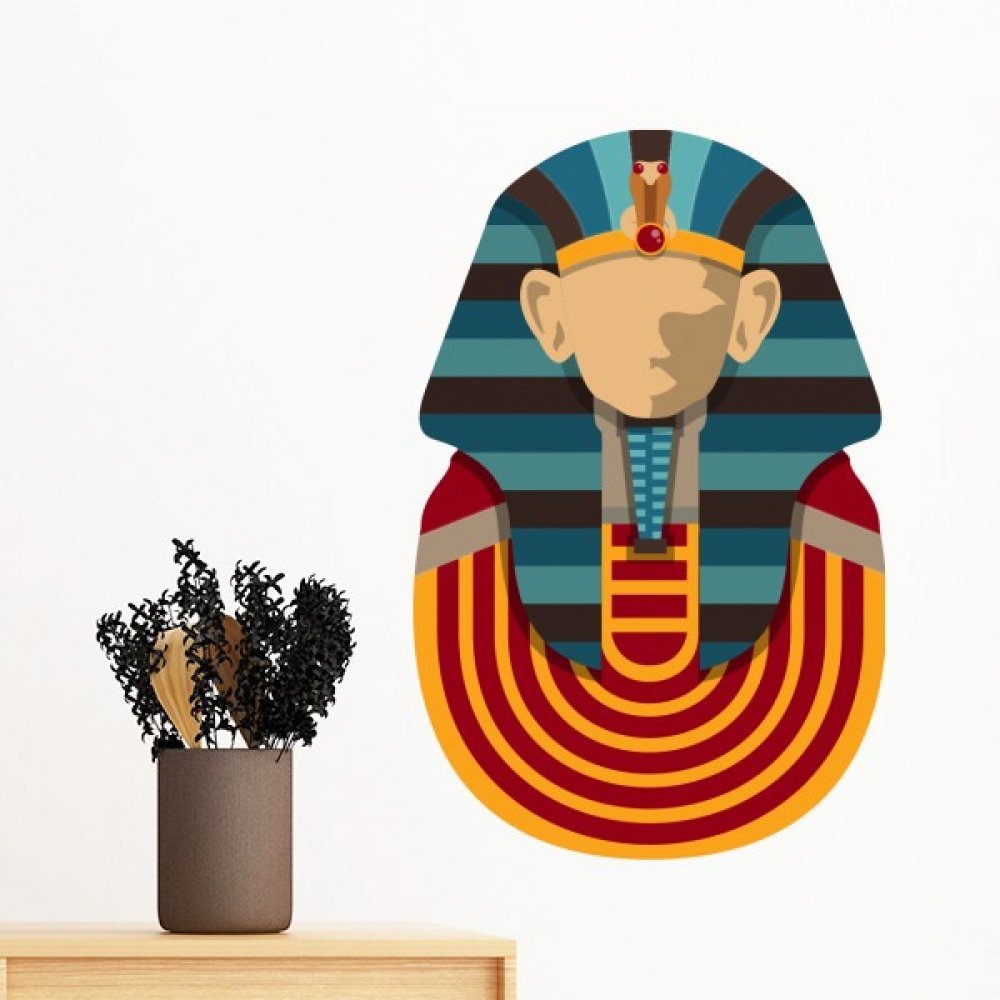 Sticker mural Égypte amovible multicolore avec motif pharaon artistique
