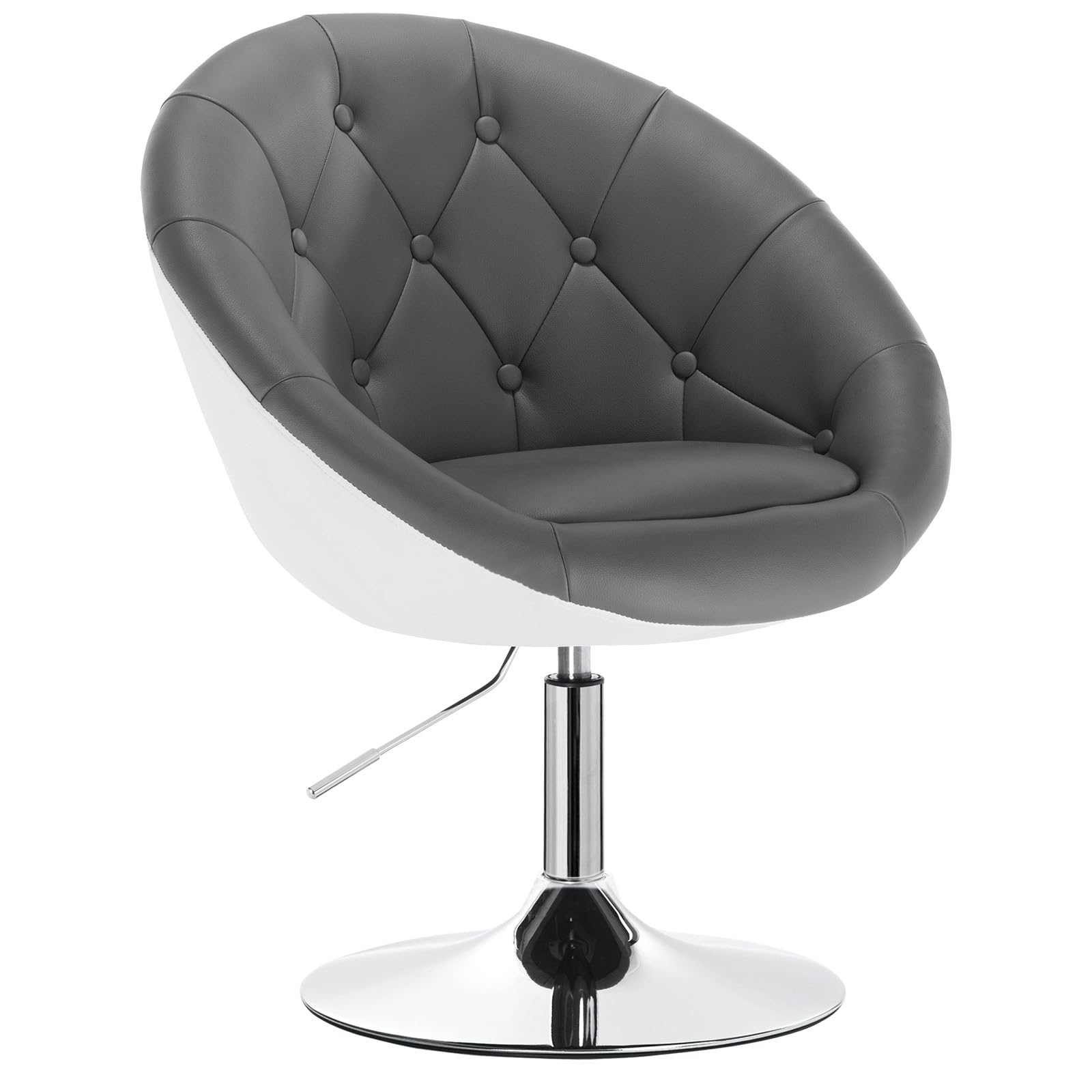 WOLTU Poltroncina da Bar Sgabello Girevole Sedia con Schienale Braccioli in PU Altezza Regolabile Grigio+Bianco