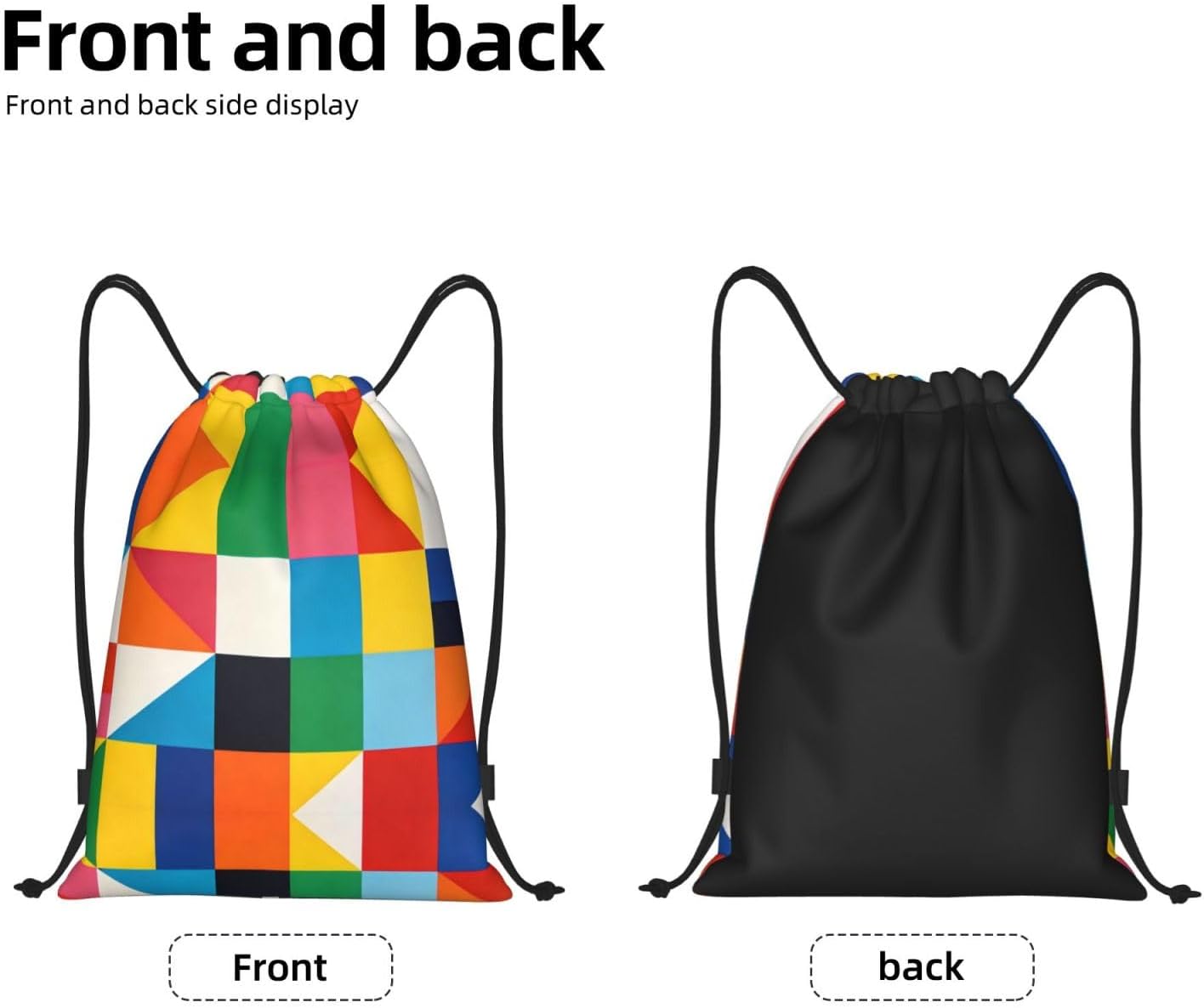 Multicolor Tri Print Lightweight Drawstring Backpack Stylish Gym Bag and Beach Bag for Travel and Fitness