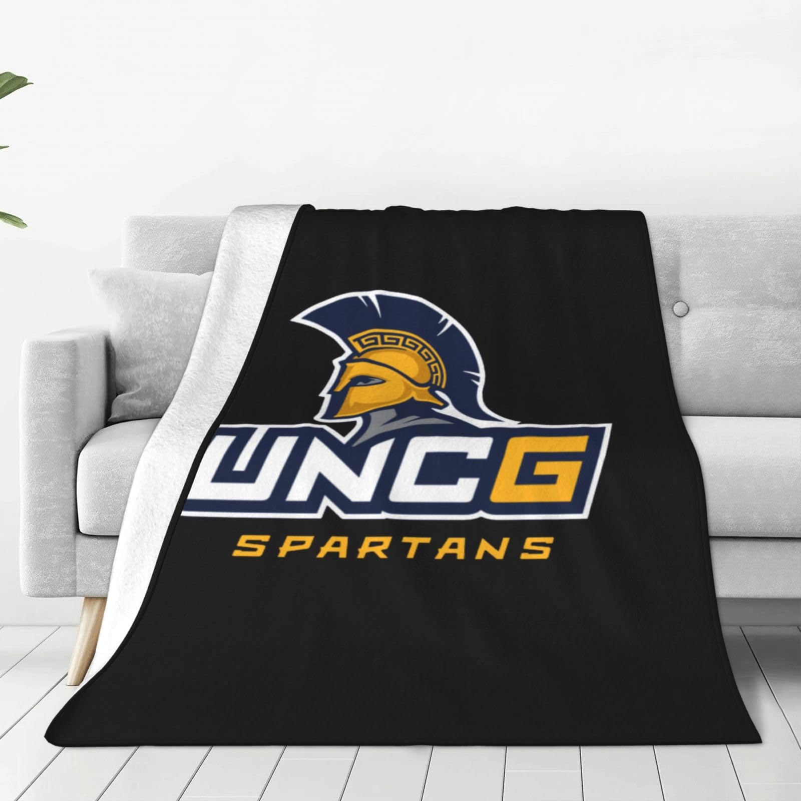 XRPUONG UNC Greensboro Spartans Fleece Blanket, Very Soft Microfiber Flannel Blanket for Couch Warm and Cozy for All Seasons