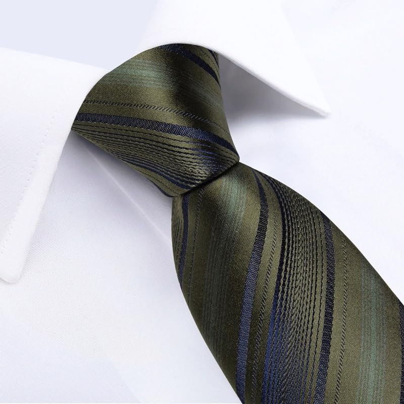 Corbata de seda rayada para hombre formal y conjunto miniatura 6