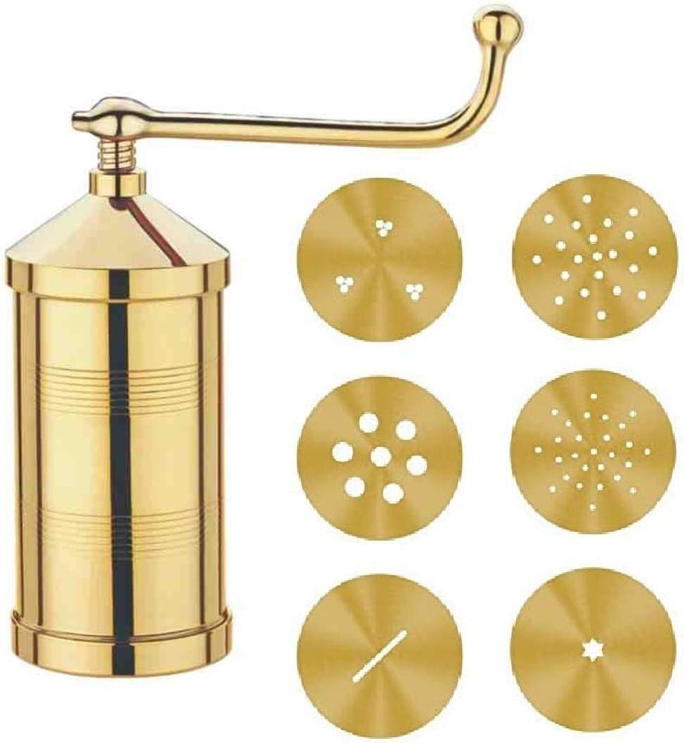 Pure Brass Chakali Maker Sev Sancha Manual Pasta Maker With 6 Different Jali Murukulu Janthikulu Press Machine- Pack Of 1