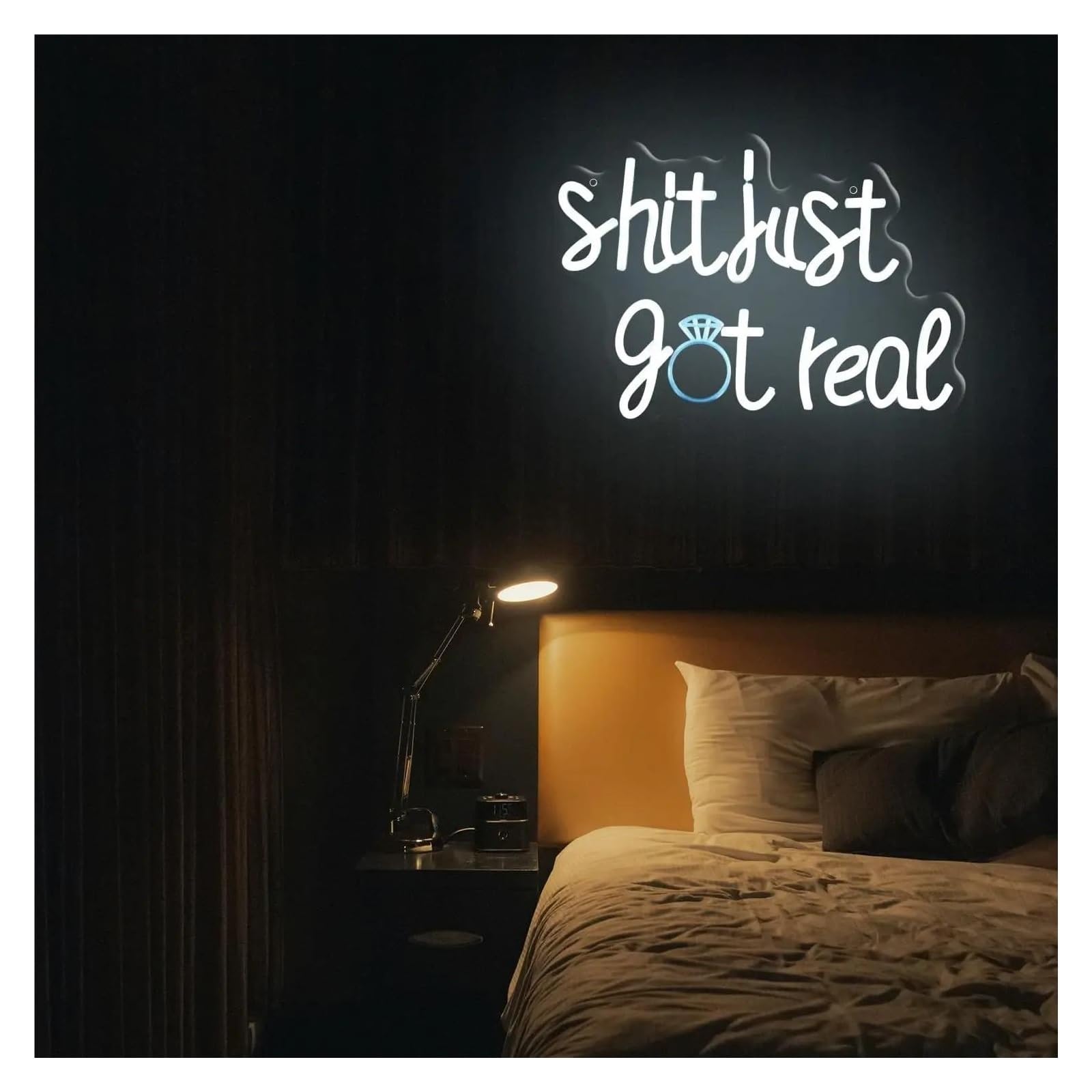 Insegna luminosa al neon La merda è appena diventata reale per le lettere del segno al per neon Interruttore dimmerabile/lampada con parole umoristiche per USB