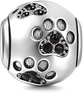925 Sterling Silber Hundepfoten-Anhänger Fußabdruck Charm Tier Charm Geburtstag Charm Haustier Charm für Pandora Armband
