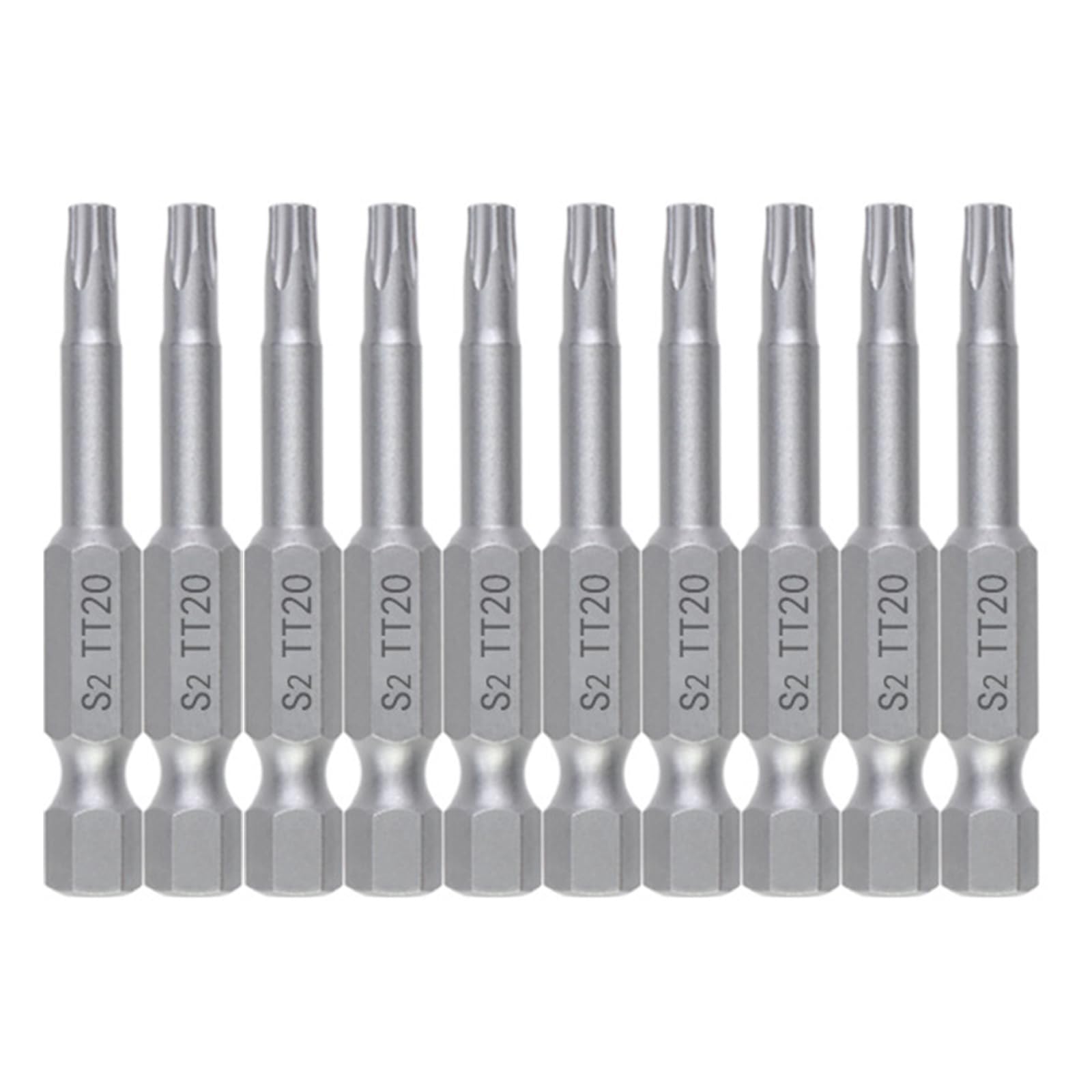 Buxuaaaa 10Pcs 50L Tt20 10Pcs 50Mm Blossom Head Screwdriver Bit Set 1 / 4Inch Hexagonal Security Screwdriver Drill Bit Tool Automotive Maintenance Tool