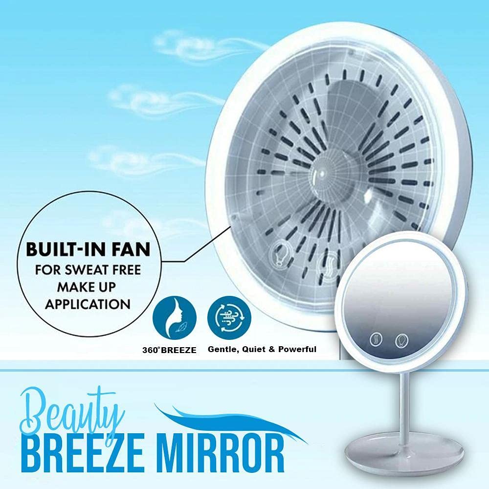 Beauty Breeze Lustro podświetlane 5-krotne powiększenie lusterko do makijażu lusterko do golenia z wbudowanym wentylatorem marki NuBrilliance - jak widać w telewizji