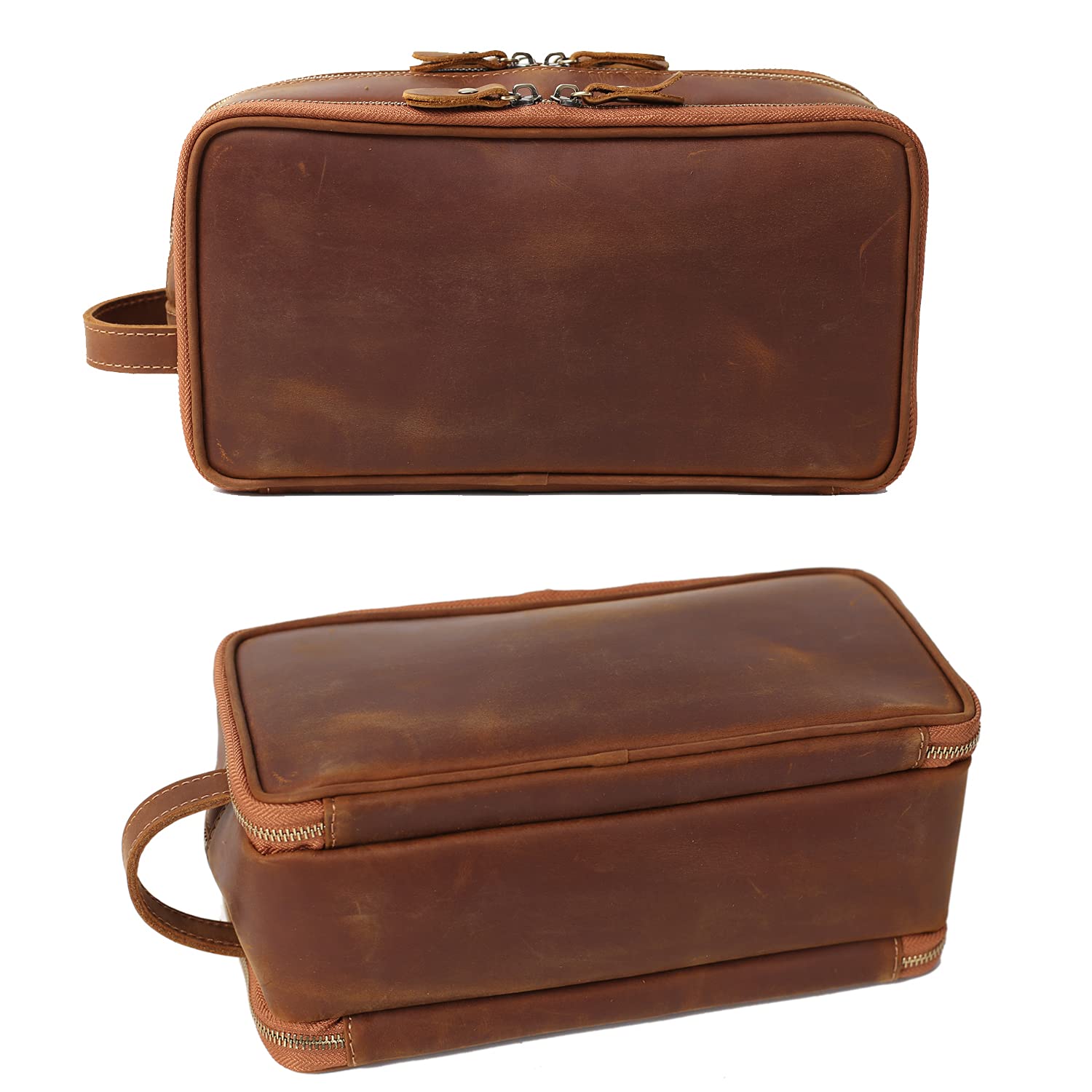 Personalisierte Leder-Kulturtasche für Herren, Reise-Rasier-Set, große Kosmetiktasche, Toilettenartikel, Badezimmer-Organizer