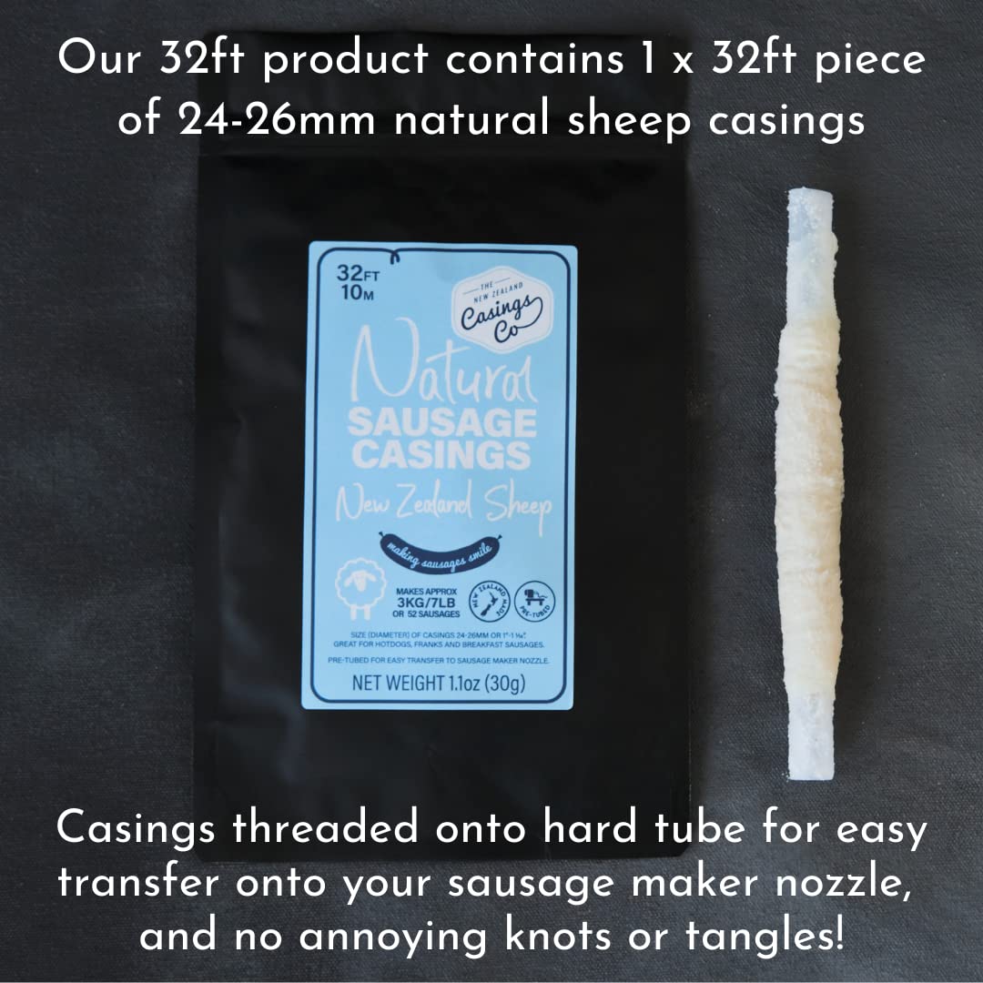 Natural SHEEP Casings for Sausage Making, 32ft of 2426mm, Ideal