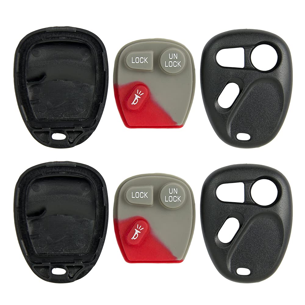 Keyless2Go Repuesto para Carcasa y Almohadilla de 3 Botones para Mando a Distancia FCC KOBLEAR1XT KOBUT1BT – Solo Carcasa (Paquete de 2)