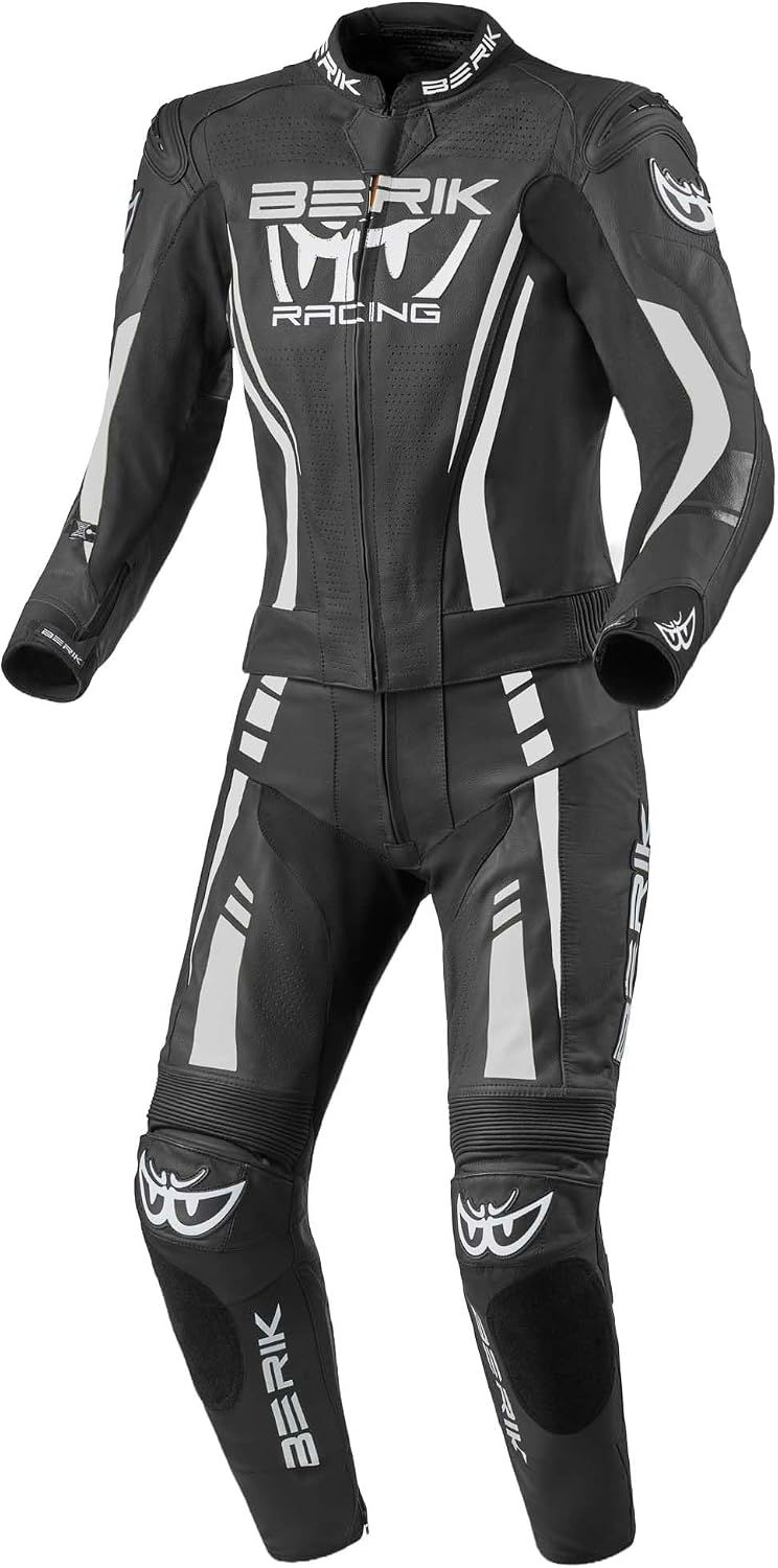 Berik Monles Dwuczęściowy damski skórzany garnitur motocyklowy, czarny/biały, 40