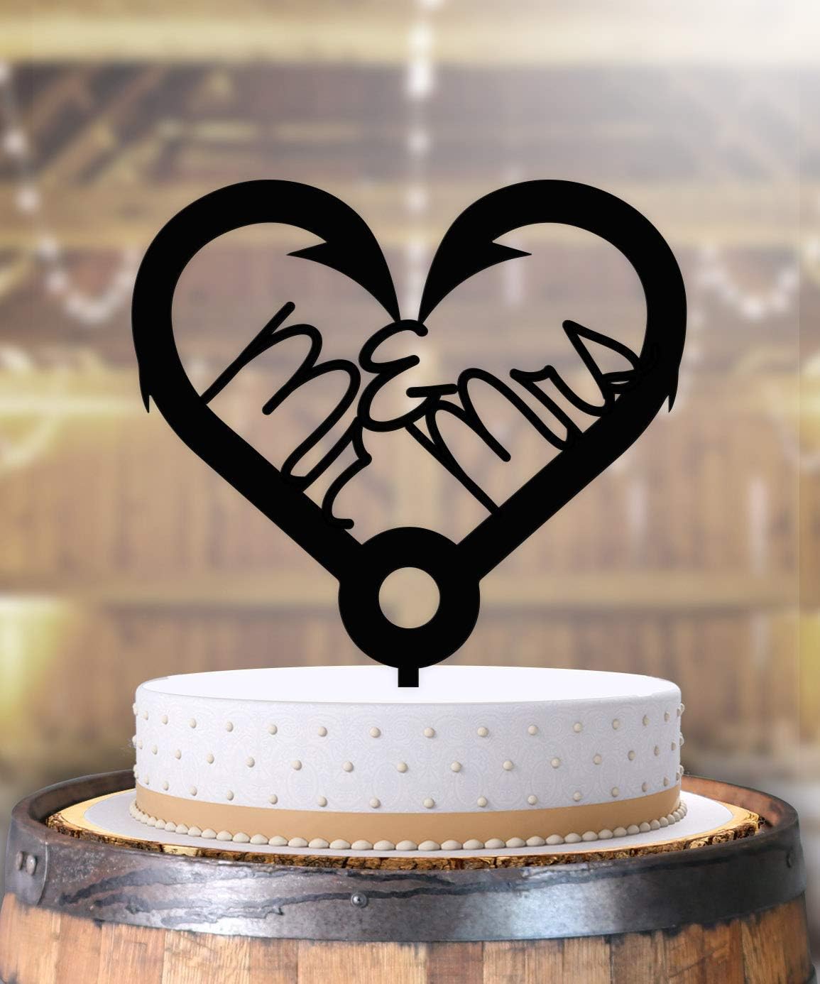 Fishing Hooks Mr and Mrs Hunting Wedding Cake Topper