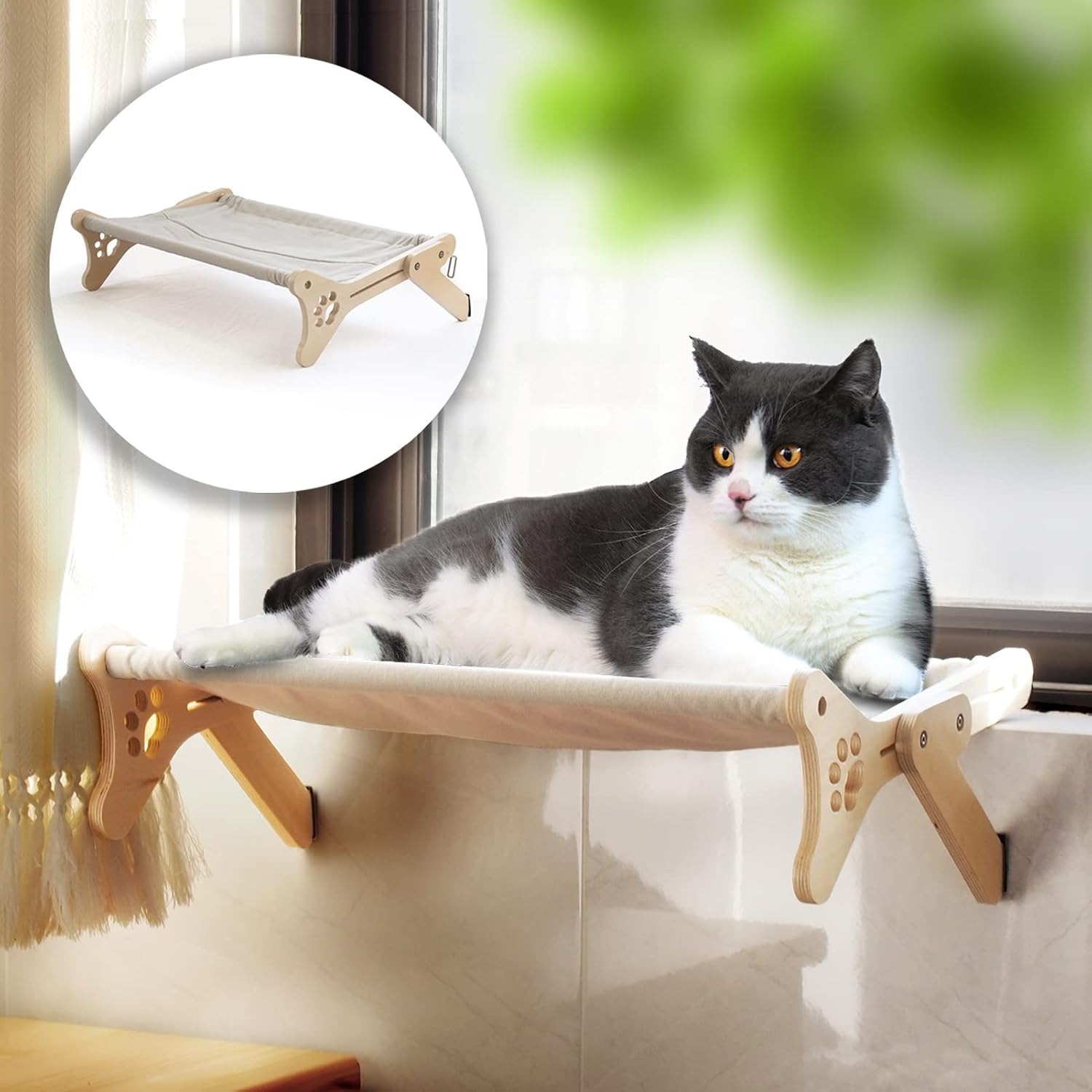 LEKEWPET Cat Window Perch Hammock Adjustable 2 in 1 Cat Kitten Hammock Bed for Indoor Large Cats Durable Washable Window Sill Cat Bed Seat