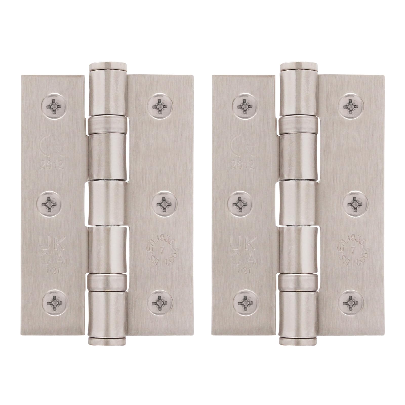 EAI Satin Door Hinges | 3 Inch / 76mm Satin Nickel Internal Fire Door Hinges | 1 Pair