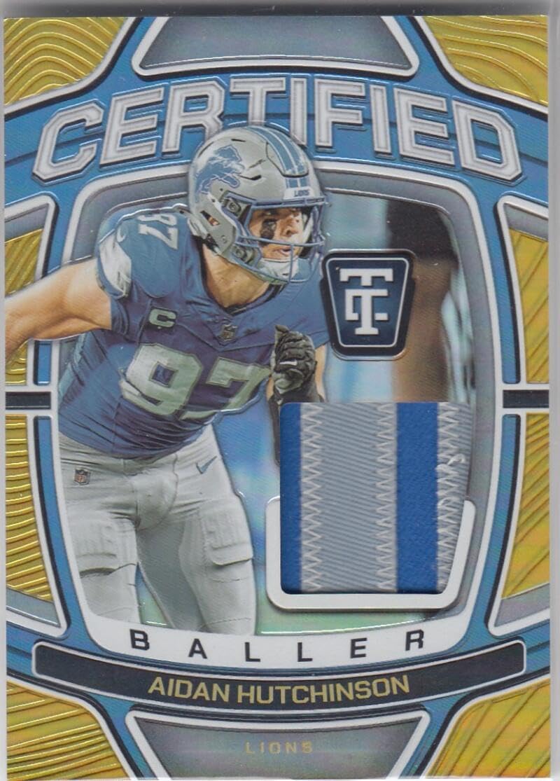 Football Trading Card 2024 Panini Totally Certified Baller Mirror Platinum Gold #25 Aidan Hutchinson EX++ Excellent++ 4/10 Lions