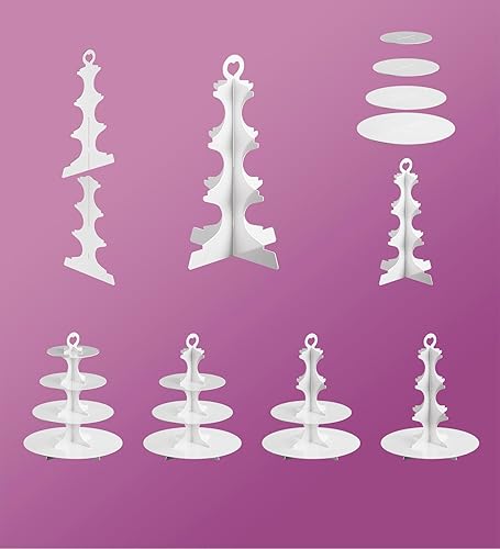 Miniatura 15 de Blissur Paquete de 2 soportes para cupcakes, soporte de cartón negro de 4 niveles para cupcakes para fiestas (negro)