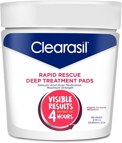 Clearasil, Ultra, Deep Pore Cleansing Pads, Clearer Skin in as Little as 4 Hours, Salicylic Acid 2%, 90 Count