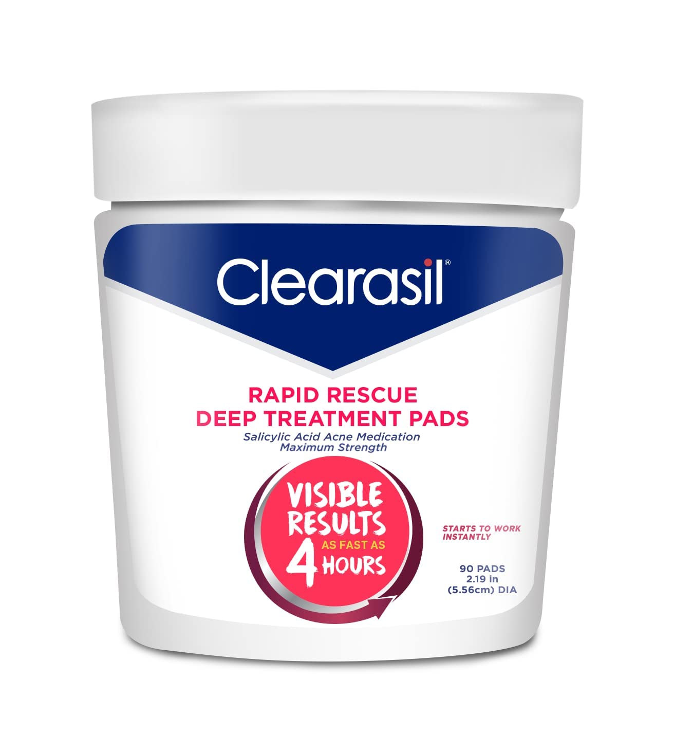 Clearasil Rapid Rescue Deep Treatment Cleansing Pads, 90 Count (Pack of 4)