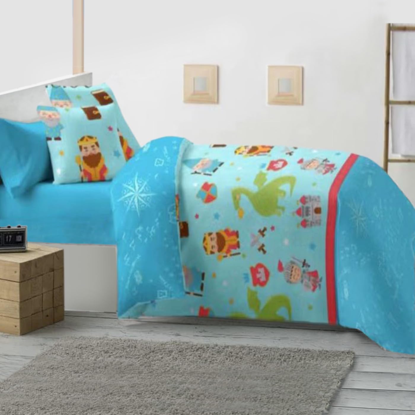 TIENDA EURASIA - Edredón Nórdico Reversible, Cama 90/105 cm, Medida 180 x 260 cm, Estampado Infantil, Relleno de Fibra Siliconada, Tacto Suave y Confortable (Camelot)