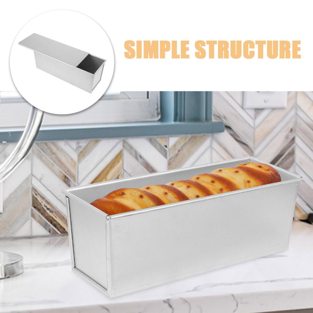 Ciieeo 3 Piezas molde para pan tostado molde para pan antiadherente moldes para hornear pan con cubierta Molde de torta bandeja para hornear bandeja de pan control deslizante
