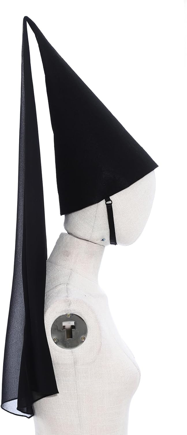 Gothic Cone Pointy Hat Medieval Hennin Hat with Tulle Veil Renaissance Dress-up Play