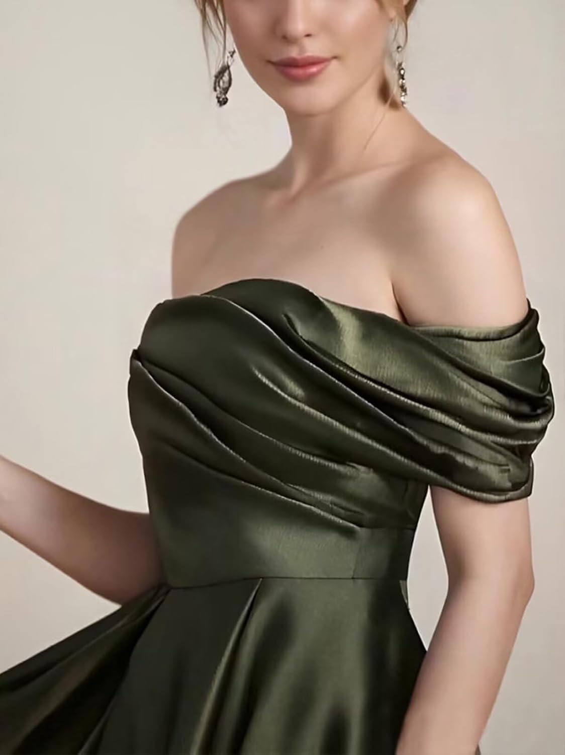 Satin Mother of The Bride Dresses for Women Elegant Off Shoulder Tea Length A Line Evening Party Gown