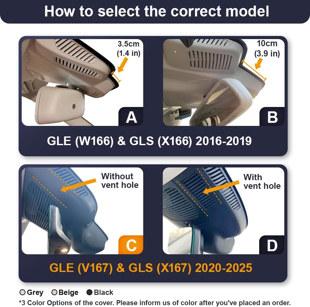 Fitcamx Front 4K+Rear 1080P Dash Cam Adapts for Mercedes-Benz GLE GLS 2020-2026 (Model C) Compare Cover Shape, OEM Look, Dual HD Video, WiFi & APP, G-Sensor, Loop Recording, Easy to Set, 128GB Card